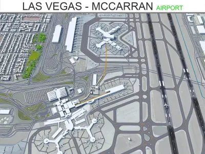 Las Vegas McCarran Airport 10km Low-poly 3D model