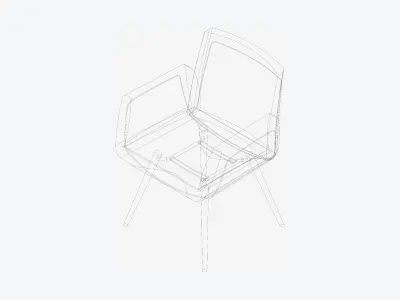 Furniture - Chair - Contemporary - Solid Wood Frame Low-poly 3D model