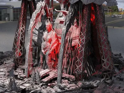 Dark cyberpunk Ruby cathedral 3D model