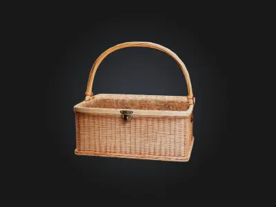 Wicker Picnic Basket Low-poly 3D model