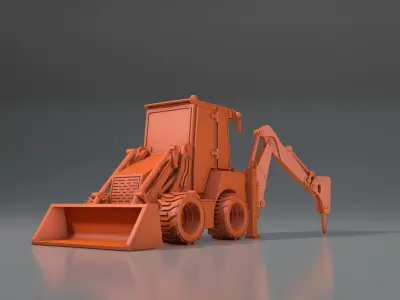 3d model tractor JCB-1CX  ver2 Low-poly 3D model
