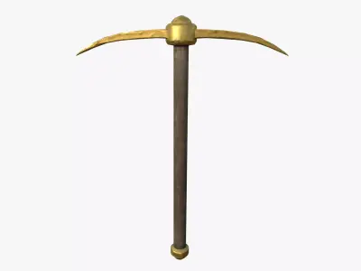 Golden Pickaxe Low-poly 3D model