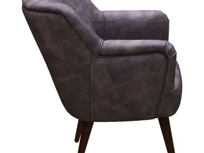 Dining chair leather and metal foil Low-poly 3D model