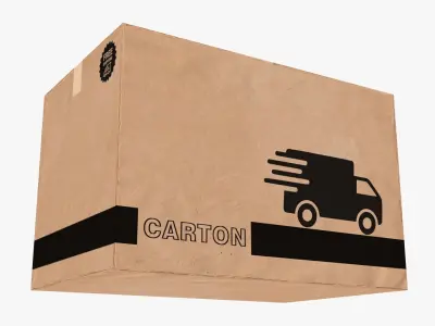Cardboard Box Low-poly 3D model 6