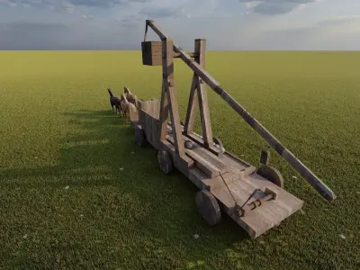 Medieval Catapult 3D model 4