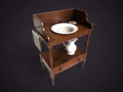Vintage washstand  Low-poly 3D model