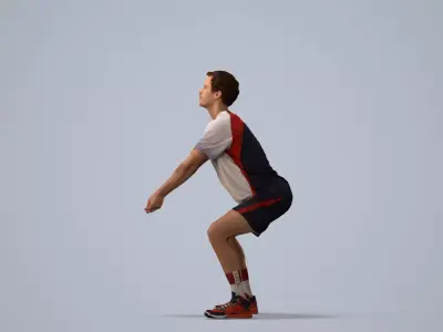 00560Jason003 - Adult Caucasian man crouching during exercise 3D model