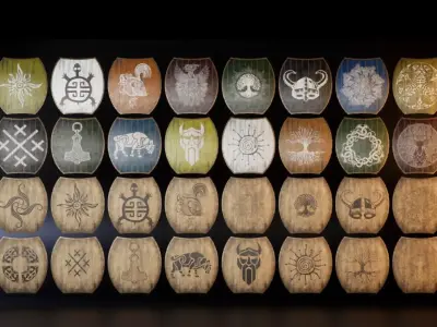 Slavic hybrid shields 40 pieces 3D Model Pack