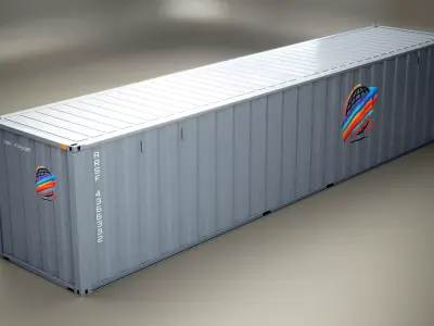 Intermodal Shipping Container 40-foot-long Grey Low-poly 3D model