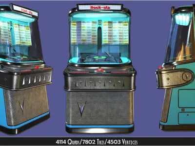 Antique vintage retro music Jukebox or Rockola Low-poly 3D model