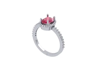 Oval Solitaire Ring 3D print model 11
