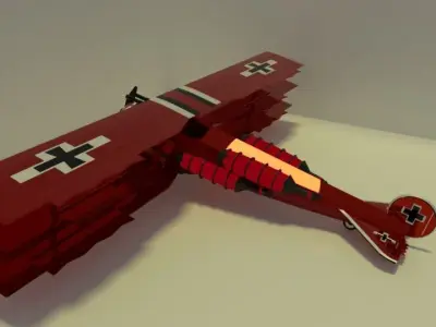 Red Triplane Low-poly 3D model