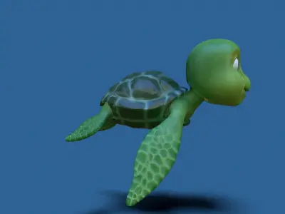 cartoon sea turtle Low-poly 3D model purchase