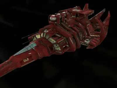 Starship star wars battlecruiser Low-poly 3D model
