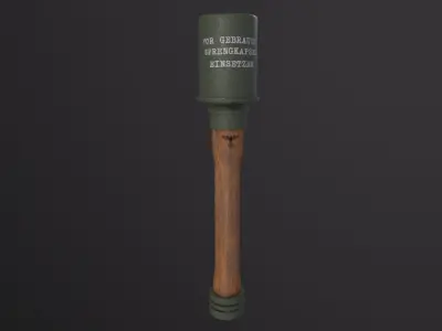 Stielhandgranate 3D Model Low-poly 3D model