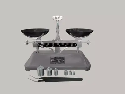 balance medical scale with two bowls and tools Low-poly 3D model
