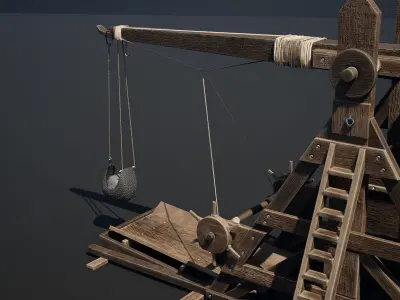 Medieval Siege Weapon - Trebuchet Low-poly 3D model