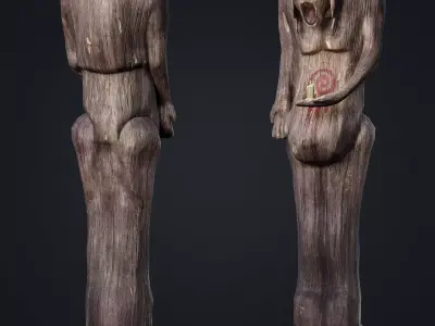 Wooden Totem 3 Low-poly 3D model