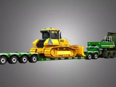 D71 PXi Dozer - Faymonville Trailer - T520 8X4 Heavy Truck  3D Model Pack