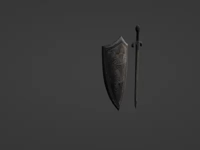 Medieval Sword and Shield Set 3D model