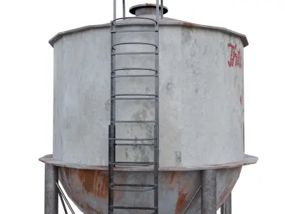 Abandoned Water Tower Low-poly 3D model