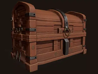 Wood Chest Low-poly 3D model
