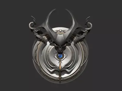 Shield high poly with horns 3D model