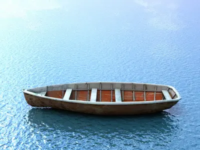 Wooden Boat Low-poly 3D model