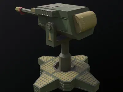 Machinegun Turret PBR Low-poly 3D model
