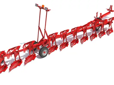 Semi Mounted Farm Plough 3D model