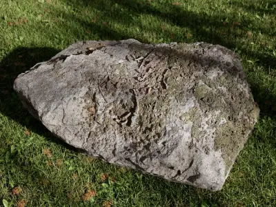  Cool Toned Low Mossy Smooth Large Rock Boulder Model 
