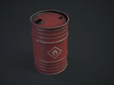 Oil Barrel Low-poly 3D model 4