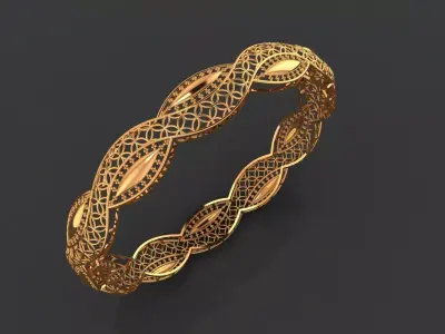 1440  Intertwined Gold Lattice Bangle 10gm 3D print model