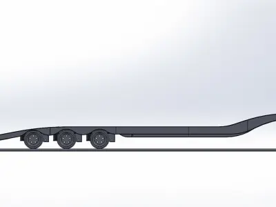Lowbed flatbed trailer 3D model