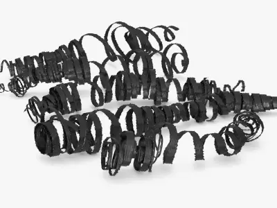 Burnt Steel Shavings from Lathe Operation Black 3D model