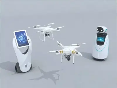 Scenarios of Service Robots Low-poly 3D model