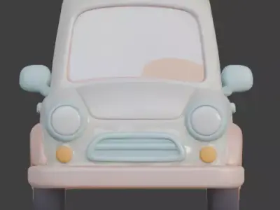 Stylized Pastel Cartoon Car 3D Model Low-poly 3D model
