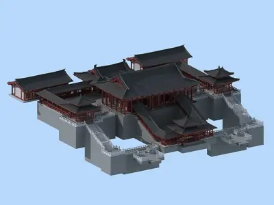 Ancient Chinese Architecture 3D model PBR