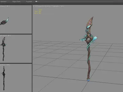 Cartoon wooden wand Low-poly 3D model