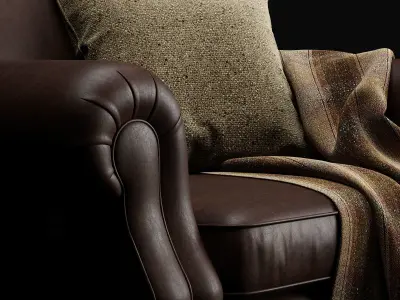 Armchair of Grandpa Low-poly 3D model