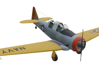 North American T-6 Texan Low-poly 3D model