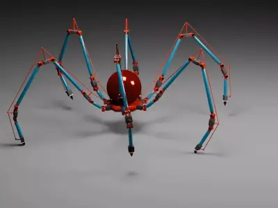 Spider robot - Rigged and animated Low-poly 3D model