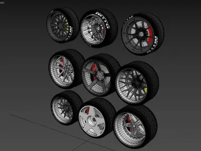 PACK-WHEEL   RIMS  TIRES Free 3D model