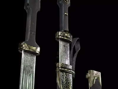 Dagger samurai sword Low-poly 3D model