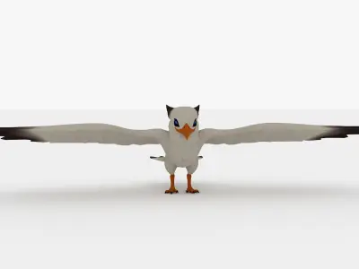 2in1 Eden Bird Rigged and Animated Low-poly 3D model