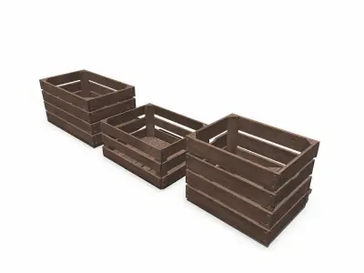 Wooden Crates Low-poly PBR Free low-poly 3D model