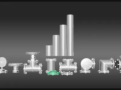 Industrial Pipes Kitbash Low-poly 3D model