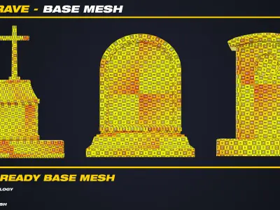 30 Grave Base Mesh - VOL 04 - Game Ready  Low-poly 3D model