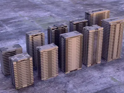 Sci-Fi Cyberpunk Building Low-poly 3D Model Low-poly 3D model