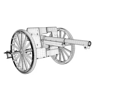 French Cannon based Canon de 75 mle 1897  3D model